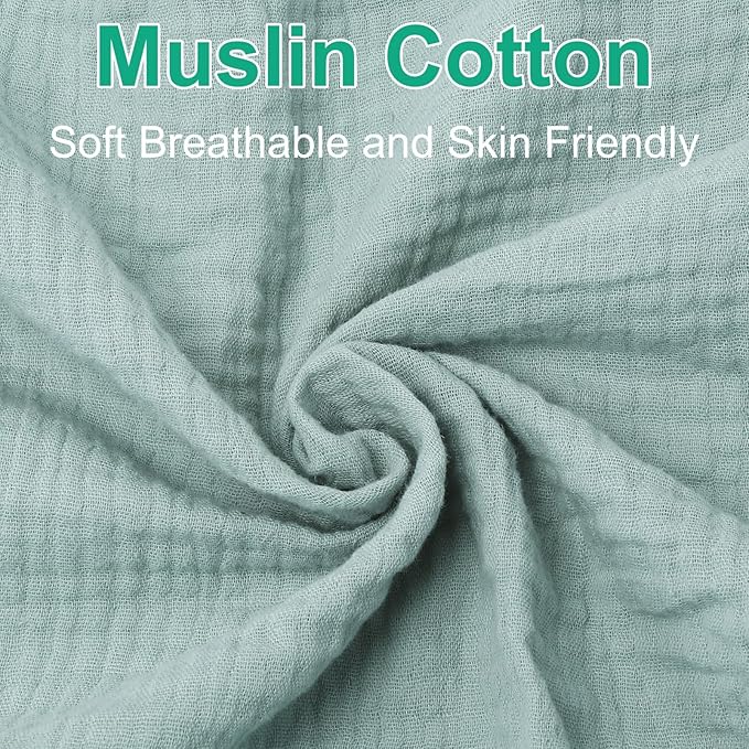 Muslin Mini Crib Sheets for Girls & Boys-2 Pack 24"x 38" Soft Baby Mattress Sheets Fitted-No Slip Neutral Toddler Cotton Bedding-Boho Nursery Décor Sage Green & Beige