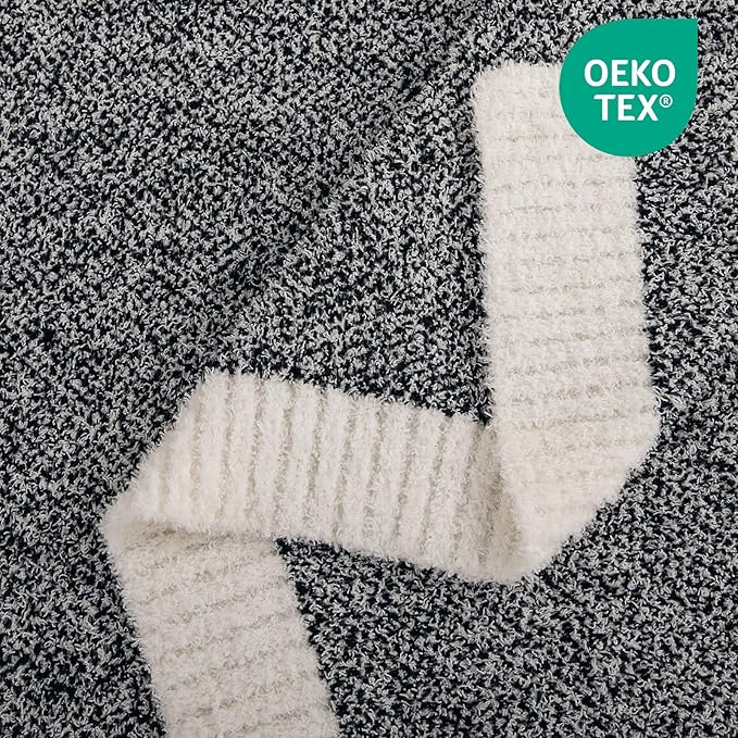 NEXHOME PRO Soft Throw Blankets for Couch, Reversible Warm Blankets Cozy Knit Blanket for Women, Fuzzy Plush Lightweight Throws for Sofa, Bed, Picnic, Black 50 x 60 inches