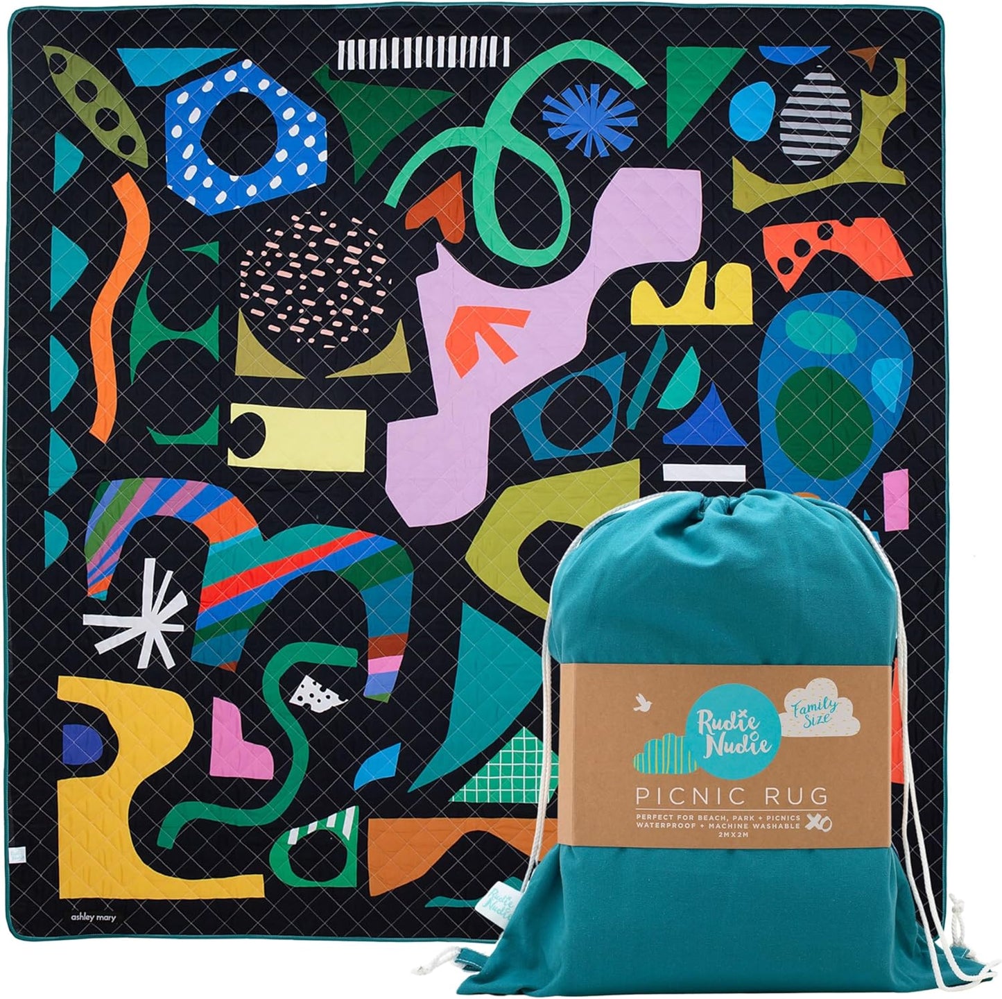 Jumbo Picnic Rug, Large Picnic Mat, 6'7" x 6'7", Outdoor Waterproof Picnic Blanket Beach Mat, Foldable & Waterproof, Picnic Blankets Ideal for Beach & Park, Outdoor Blanket, Rock Candy