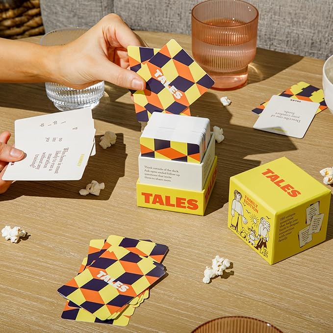 TALES 150 Conversation Cards, Family Edition, Perfect for Family Games for Adults, Teens, and Kids, Family Dinners, Game Nights, Gifts, Holidays, and Gatherings, Prompts for Meaningful Connections