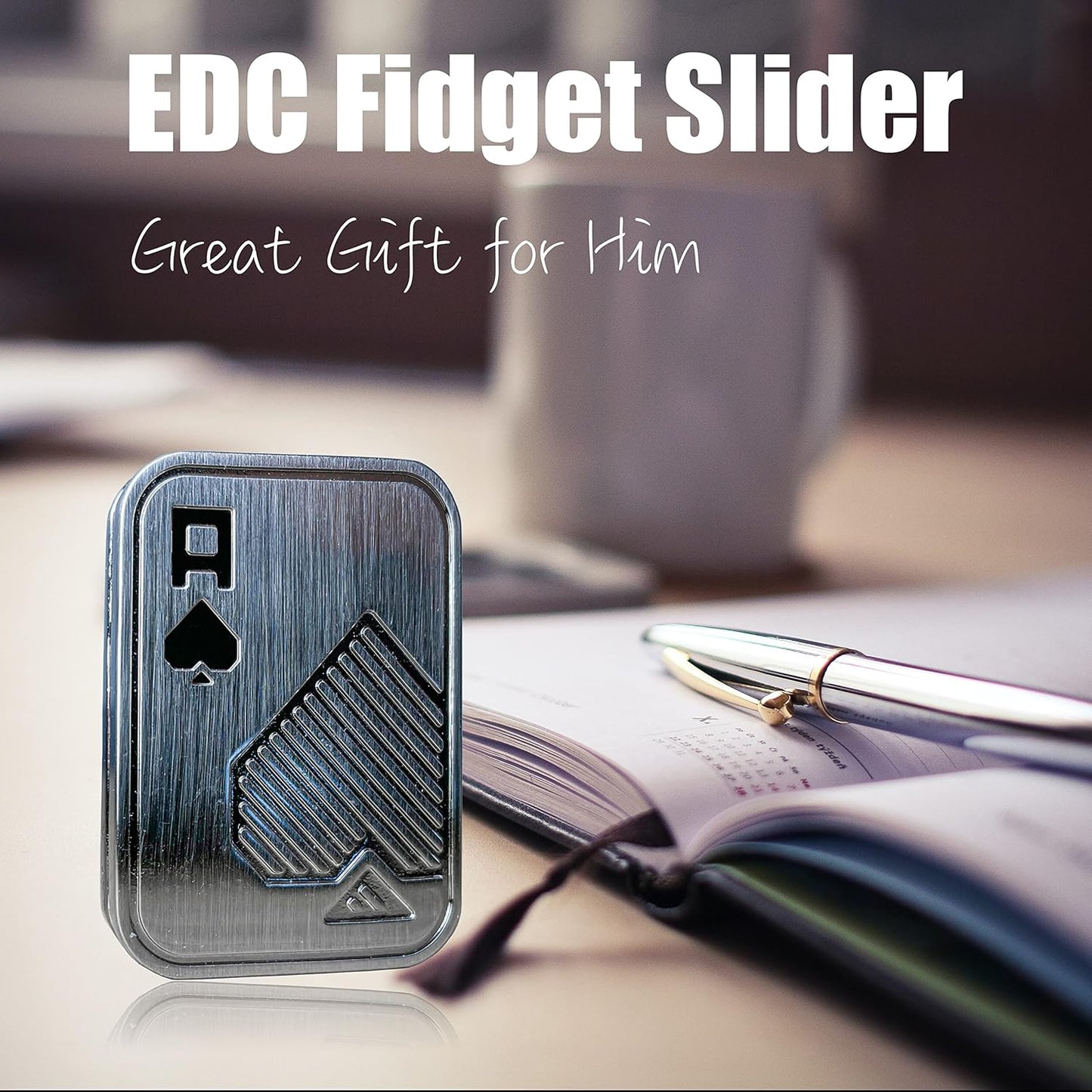 New Decompression Metal Poker Fidget_Slider，Manually Rotate Adult Office Decompression Toys to Relieve Pressure, Tabletop Toys for Adults and, Pressure Novel Toy Gift for Kids or Friends (silveryAA)