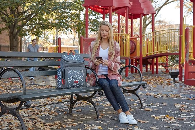 Disney Cudlie Baby Boys Jartop Backpack Diaper Bag in Mickey Mouse Print, 16 Inch, Includes Changing Pad