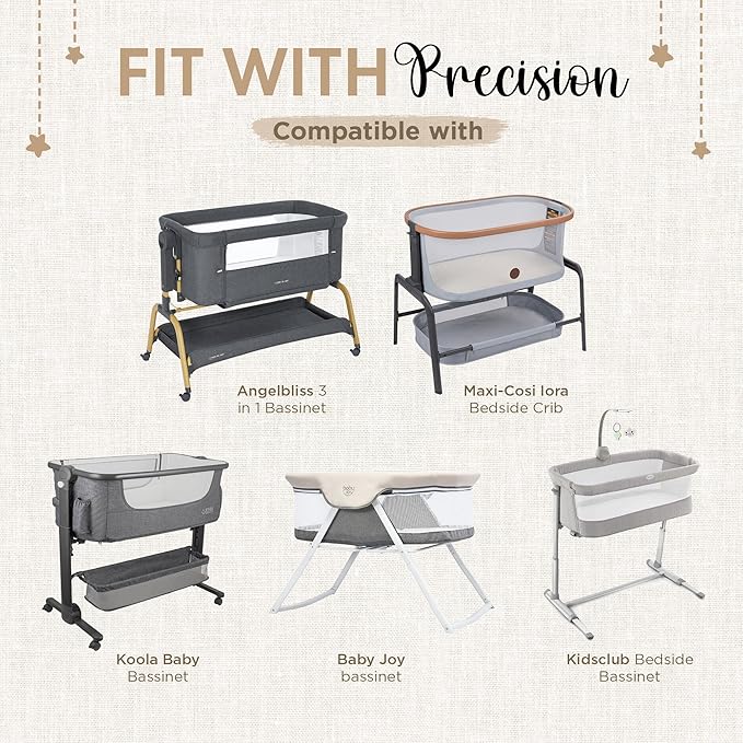 Bassinet Fitted Sheets - Compatible with Maxi COSI Iora, Koola Baby, Angelbliss & Kidsclub | 100% Organic Muslin Cotton - Light Pink + Dark Pink | 33x20 (2 Pack)