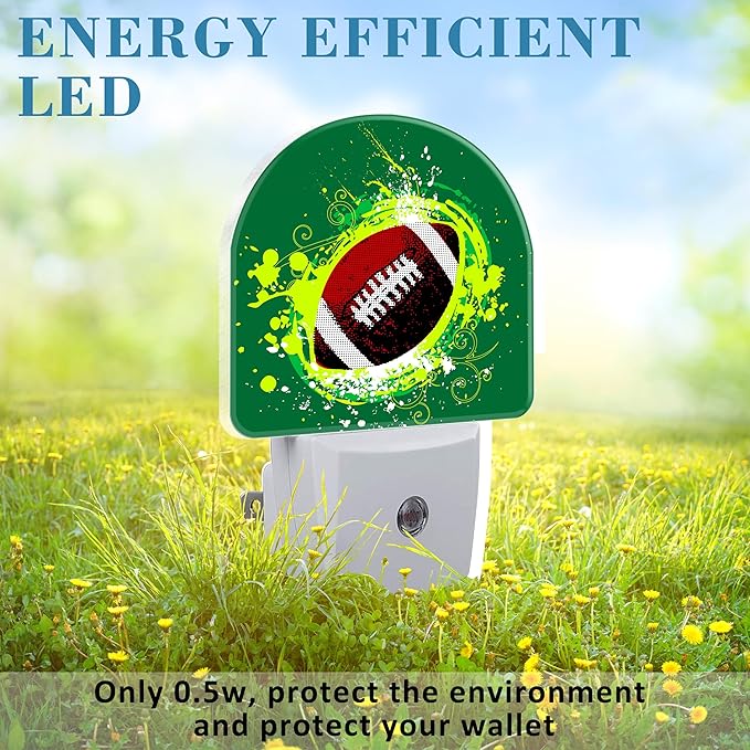 Night Light for Kids Girls Boys, Abstract American Football LED Night Light Plug into Wall with Dusk to Dawn Sensor for Room Decor, Hallway, Kitchen, Bathroom, Nursery, Stairs