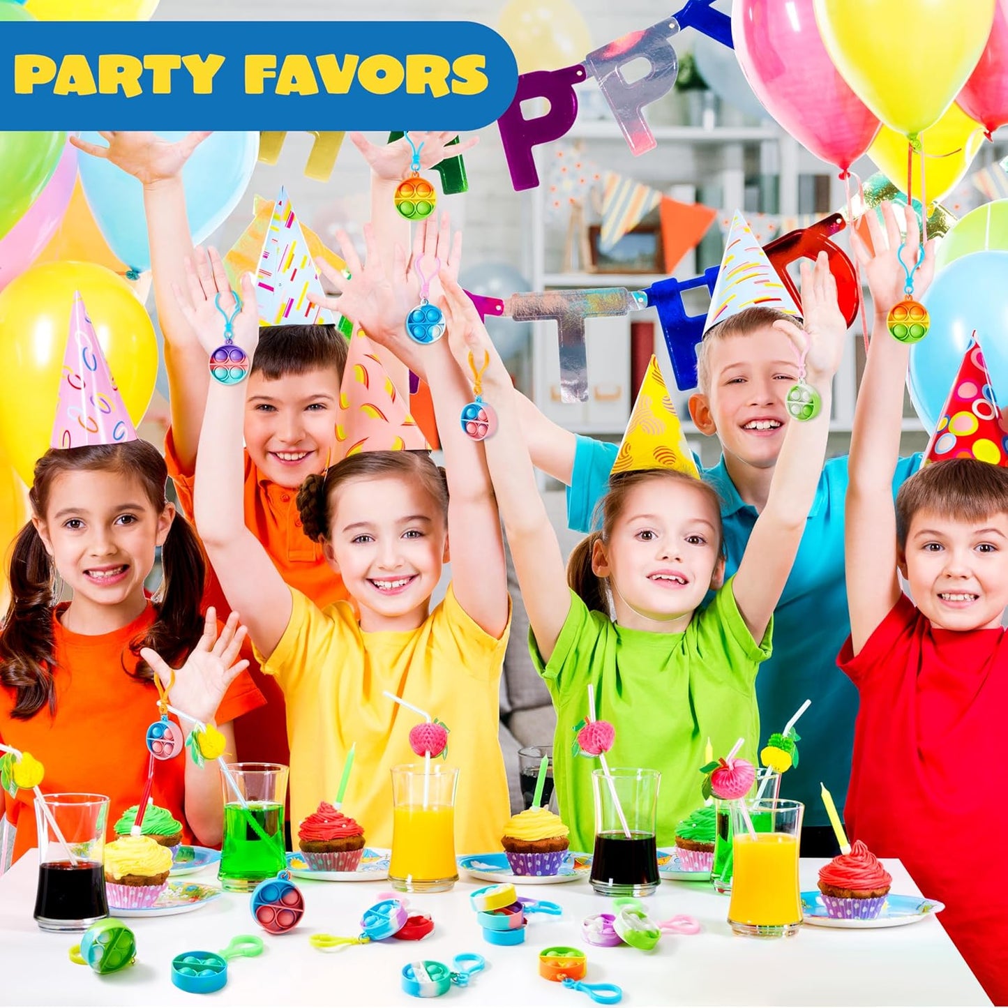 JOYIN Pop Fidget Keychain Mini Fidget Toys Bulk 30 Pack Party Favors for Kids 4-8,8-12 Years Kids, Goodie Bag Stuffers Fidgets for Classroom Prizes Sensory Fidget Toy Packs