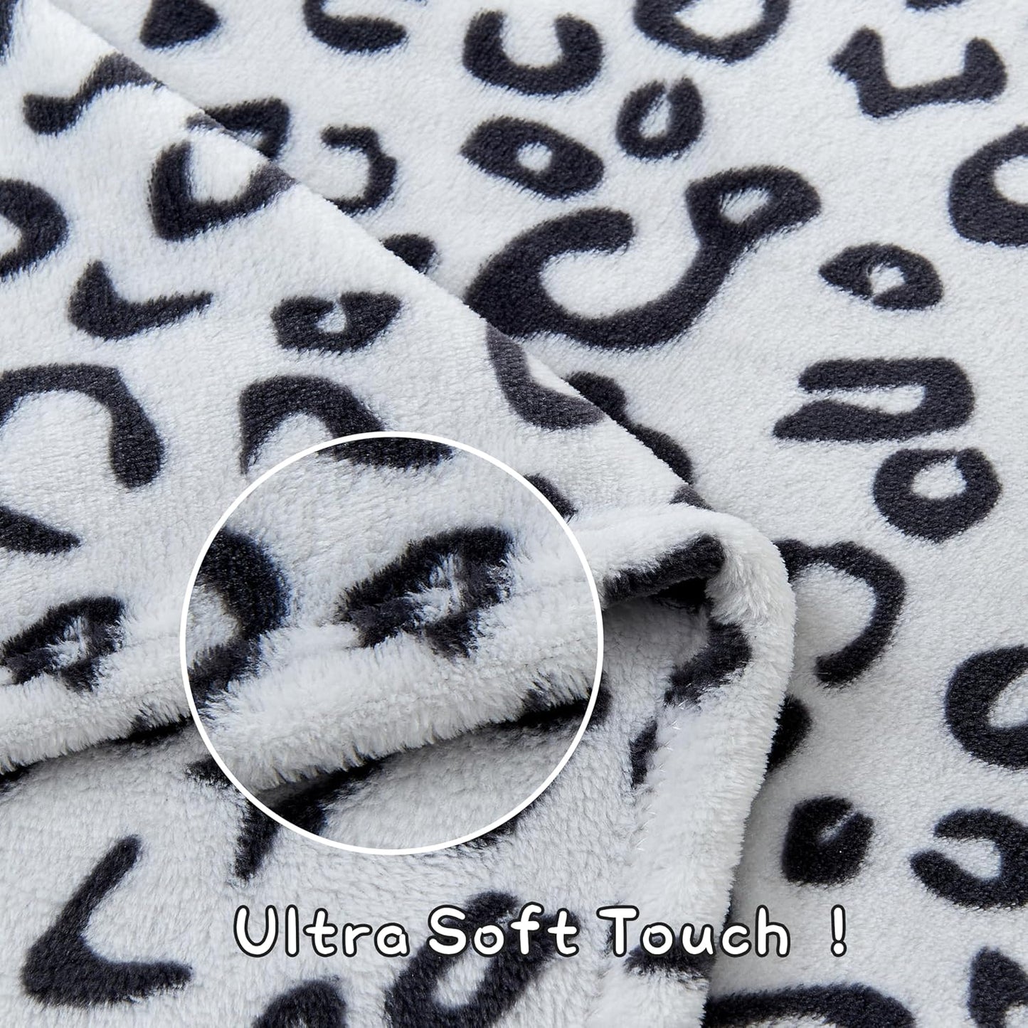 Yurhap Leopard Print Baby Blanket Fleece Baby Blankets for Boys, Ultra Soft Cozy Fluffy Infant Toddler Newborn Receiving Gifts for Crib Stroller, 30x40 Inch, Grey