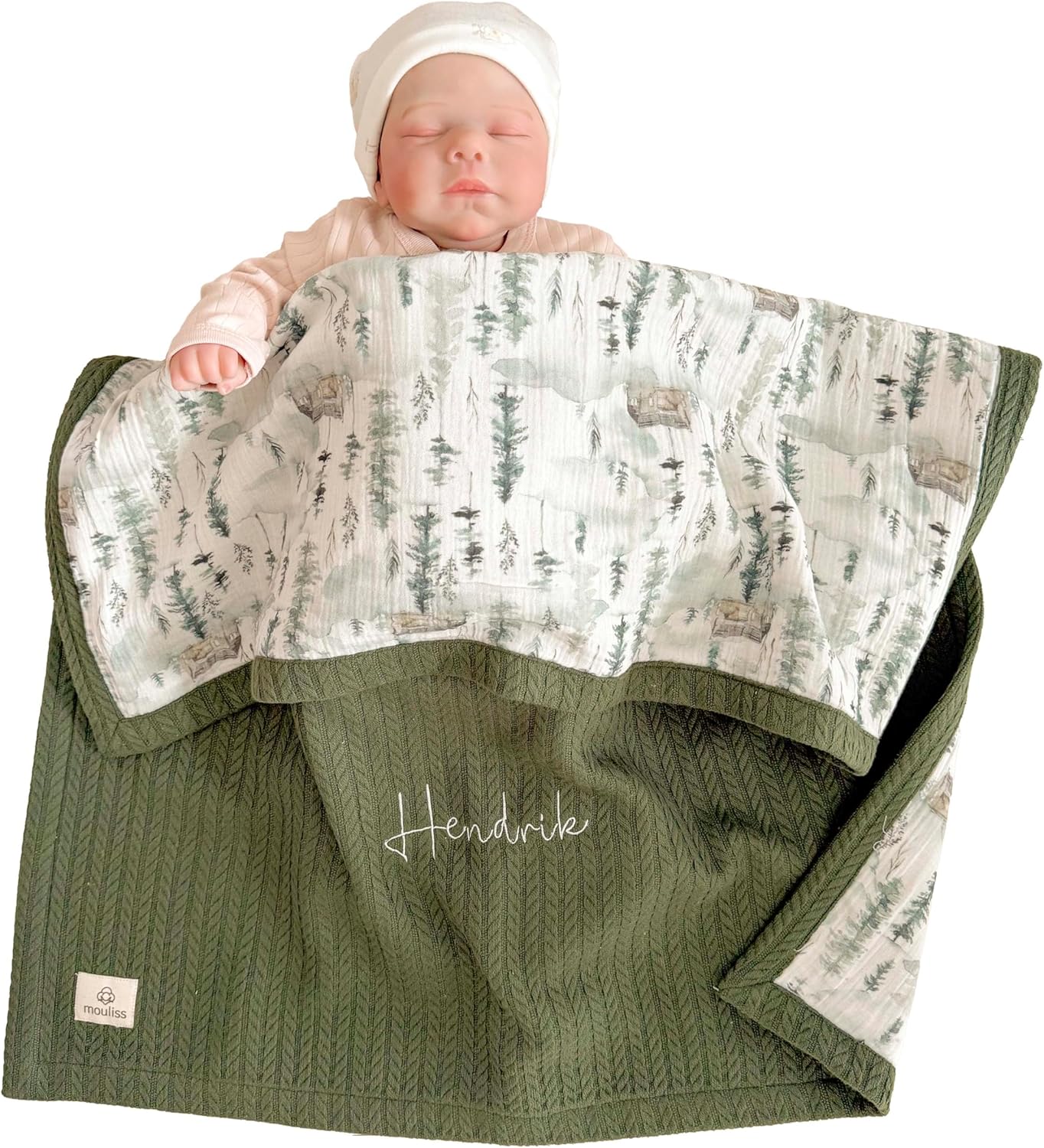 Personalized Baby Blanket with Name – Handmade 100% Organic Cotton Newborn Gift | Custom Knit Blanket for Boys, Girls, Kids & Baby Showers