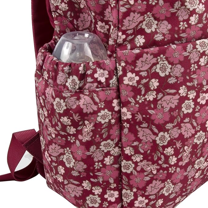 Multi-Function Floral Diaper Backpack and Travel Nappy Baby Bag with Changing Pad and Stroller Straps