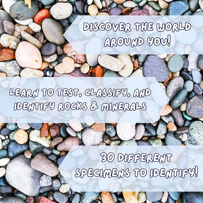 Toysmith STEM Rock & Mineral Science Kit for Kids – 30 Geology Specimens with Magnifying Viewer, Identification Guide & Testing Tools – Educational Toy for Young Geologists, Ages 8+