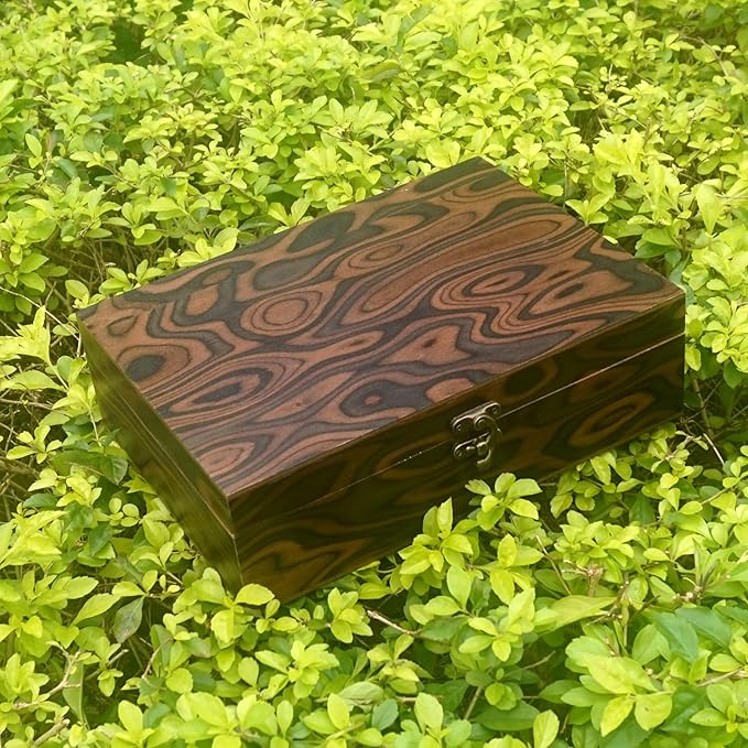 Handmade Walnut Burl Texture Keepsake Box: Elegant Decorative Storage Gift Wooden Box for Weddings, Engagements, Anniversaries, & Christmas Presents (25 * 18cm)