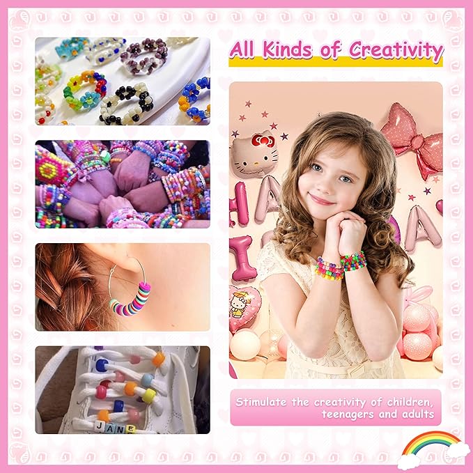 Bracelet Making Kit for Beginners - Smile Face, Letter, Clay Beads for Jewelry Making Friendship Bracelets - DIY Arts and Crafts Christmas Gifts Toys for Kids Age 6+