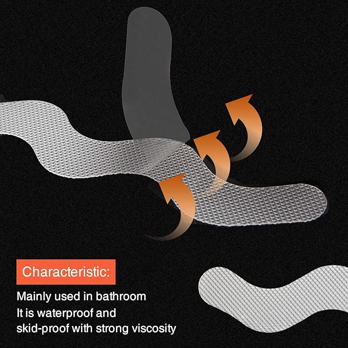 USA Patented Anti Slip Shower Stickers 24 PCS Safety Bathtub Strips Adhesive Decals with Premium Scraper for Bath Tub Shower Stairs