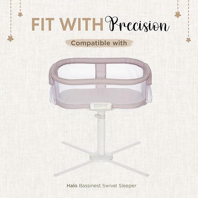 Bassinet Fitted Sheets - Compatible with Halo Bassinest Swivel Sleeper | 100% Organic Muslin Cotton - Light Blue + Dark Blue | 30x16 (2 Pack)