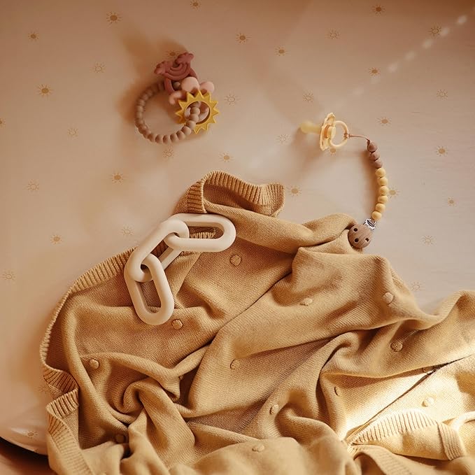 mushie Stretchy & Soft Bassinet Crib Sheet | Fitted 16" x 30" (Sun)