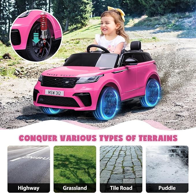 TOBBI Licensed Land Rover VELAR Electric Car for Kid by TOBBI,12V 7AH Ride On Toy for Kids Ages 3-8,Kids Ride On Car w/Remote Control/Music/Safety Belt,Double Doors