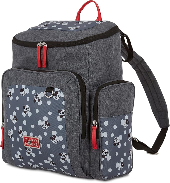 Disney Cudlie Baby Boys Jartop Backpack Diaper Bag in Mickey Mouse Print, 16 Inch, Includes Changing Pad