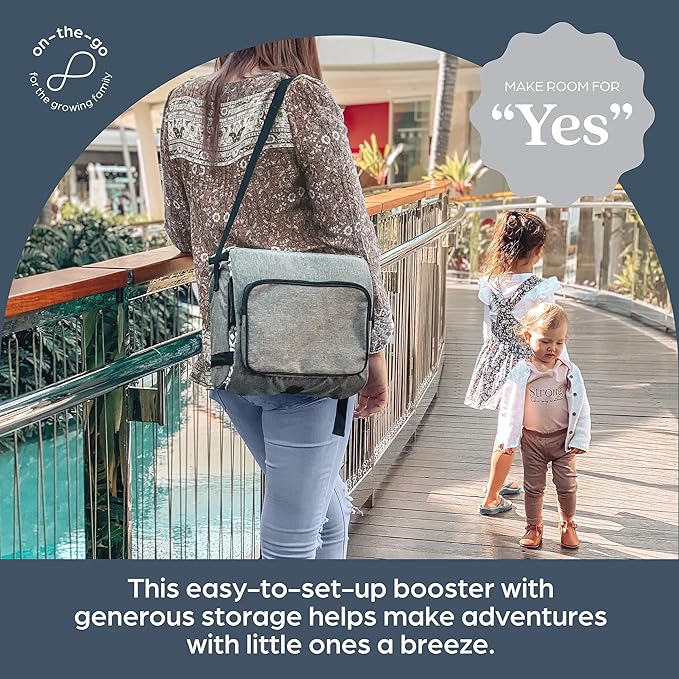 Dreambaby Grab ‘N Go Travel Booster Seat – Portable Toddler High Chair for Dining (6M-5Y) with Storage & Shoulder Strap