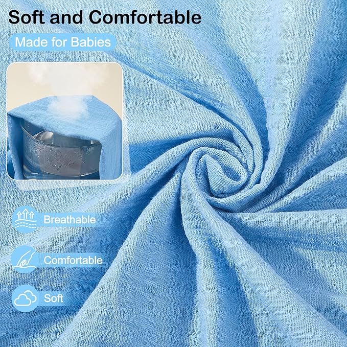 Baby Bassinet Sheets TPU Waterproof 2 Pack Soft Muslin Bedside Bassinet Mattress Sheets with Bottom Elastic Band for Baby Boy Girls Unisex Fit Hourglass Oval and Rectangle, Blue