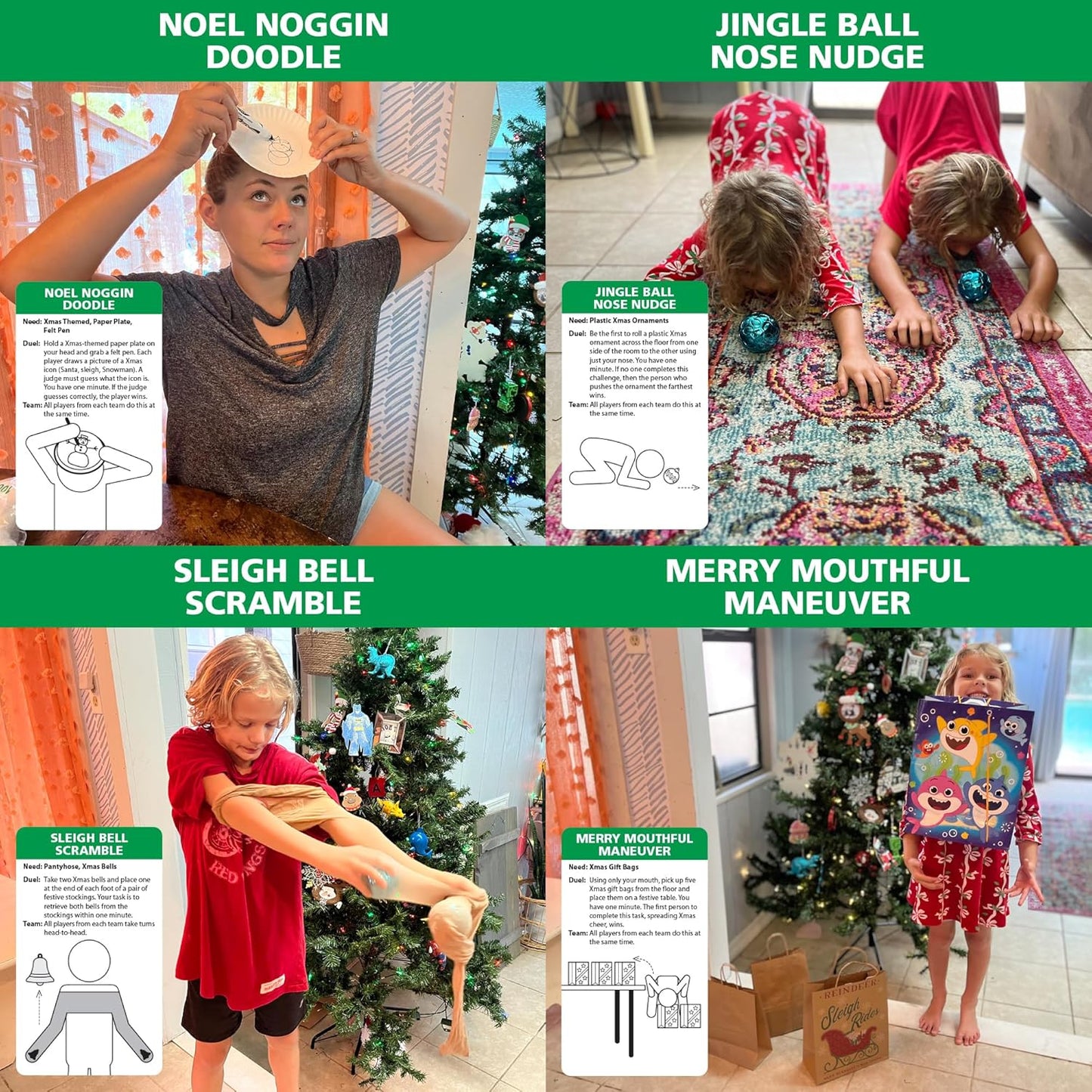 Funwares Minute of Fun Game - Minute to Win It Games for Kids, Adults, Teens, Families, Game Night, Gift for Home, Birthdays, or Travel. 2-12 Players! Xmas Edition - 218 Challenges