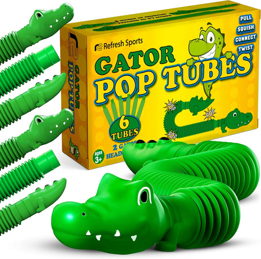 Pop Tubes Gator Pop Tube - Sensory Tubes Fidget Toy - Fun Alligator Toys for Toddlers & Kids All Ages - Best Fidgets Popping Fidget Tubes Pop Toys for Boys & Girls - Mini Pop It Pack Party Favor Gifts