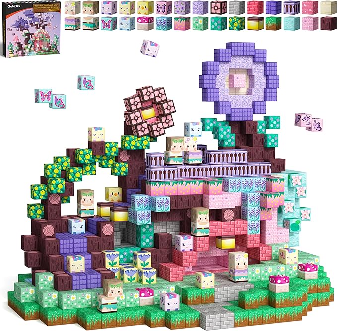 GobiDex Magnetic Blocks Kid Building Toys for 3+ Years Old Girls, STEM Sensory Gifts for Princess, Kids Magnets Build MagWonder World Game