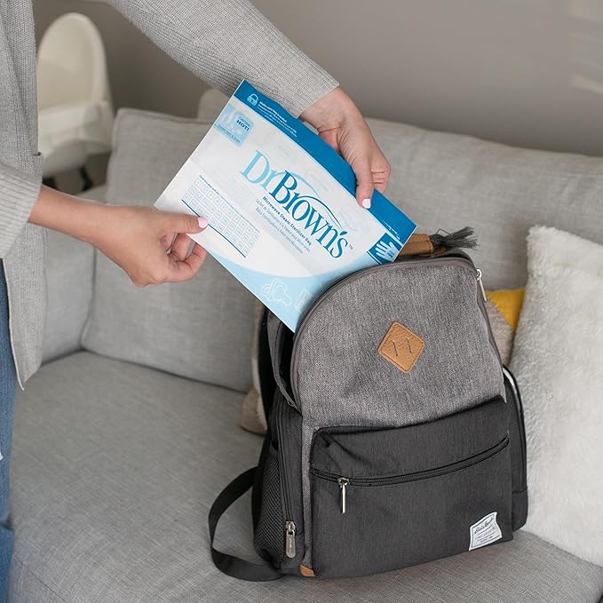 Dr. Brown's Microwave Steam Sterilizer Bags for Baby Bottles, Pacifiers, Pump Parts and Accessories, Travel Baby Bottle Sterilizer, 30 Uses per Bag, 5 Count (Pack of 1)