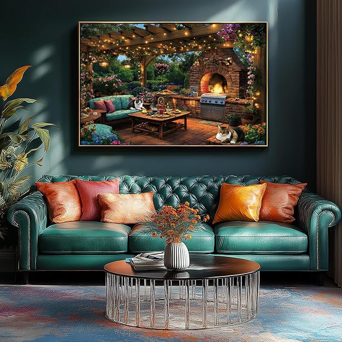 1000 Piece Jigsaw Puzzle for Adults - Challenging Garden Patio Scene with Twinkling Lights, Vibrant Hydrangeas - 27.5"x19.7" Art Puzzle, Unique Gift for Game Nights