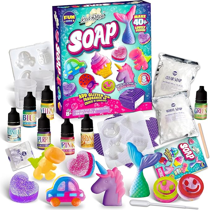 Kid Soap Kit, FunKidz Soap Making Kit for Kids for All Ages DIY Crafts Kits STEM Science Activity Gift for Girls and Boys