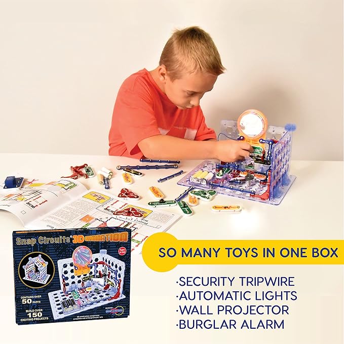 Snap Circuits 3D Illumination Electronics Exploration Kit | Over 150 STEM Projects | Full Color Project Manual | 50 Parts | STEM Educational Toys for Kids 8+