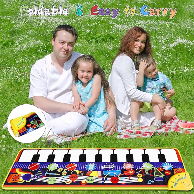 Musical Piano Mat for Toddlers - 28 Music Sounds Floor Piano Keyboard Dance Playmat - Toy & Gift for Kids 1-5 Years Old Boys Girls