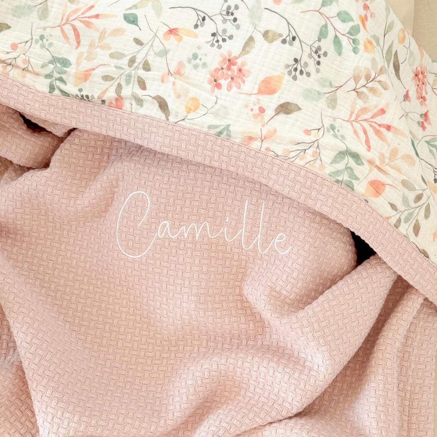 Personalized Baby Blanket with Name – Handmade 100% Organic Cotton Newborn Gift | Custom Knit Blanket for Boys, Girls, Kids & Baby Showers