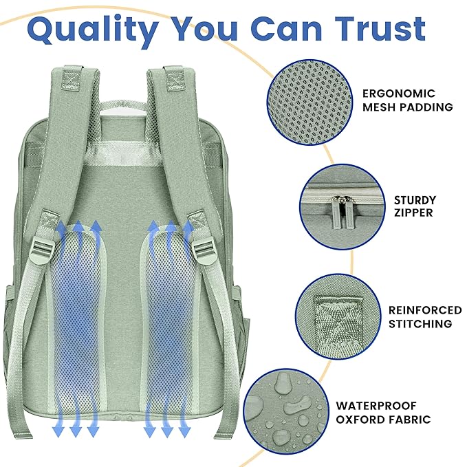 PILLANI Baby Diaper Bag Backpack - Large Bag for Boys & Girls, Waterproof Diaper Backpack - Travel Diaper Bags w/Changing Pad, Baby Registry Search & Shower Gifts - Essentials Must Haves Newborn Stuff