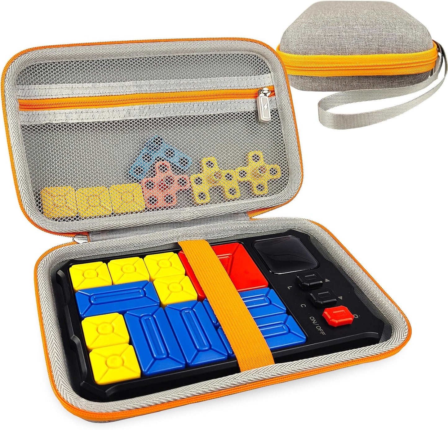 Case Compatible with Giiker Super Slide Brain Games, Protective Storage Bag Holder for Giiker Brain Teaser Puzzles Games Toys (Only Case) (Orange-Grey)