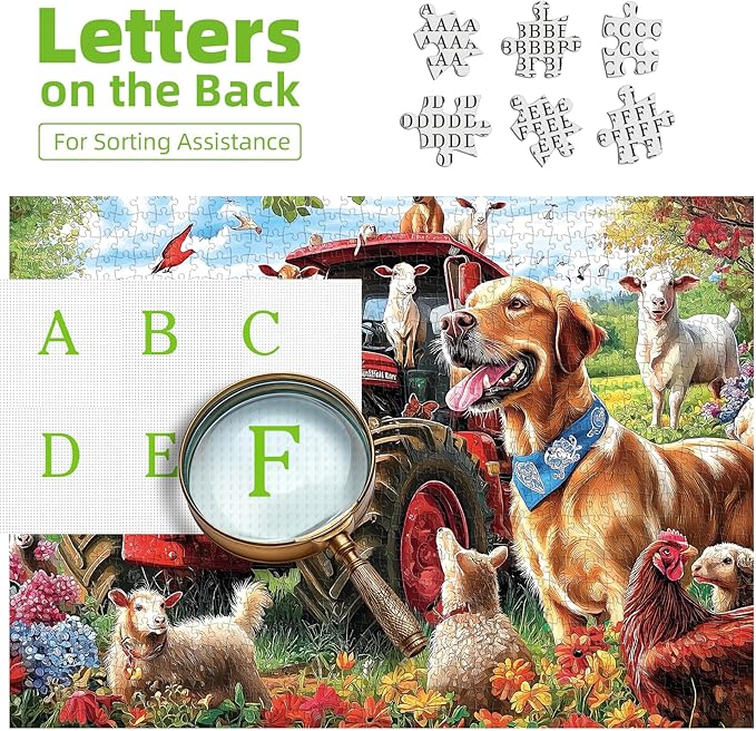 1000 Piece Farm Animals Jigsaw Puzzle - Classic Barnyard Scene, Challenging Adult Puzzle for Game Nights 27.5x19.7 Inch