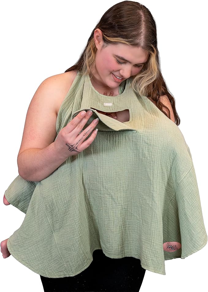 Muslin Nursing Cover for Baby Breastfeeding – with Peekaboo Window -100% Breathable Cotton Privacy Nursing Shawl - Multiuse Apron for Moms