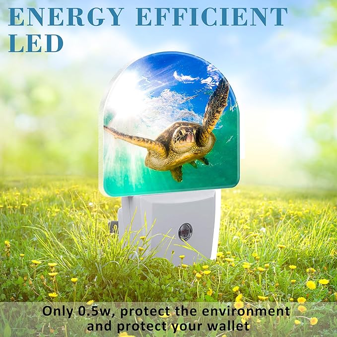 Night Light Plug into Wall Cute Sea Turtle Night Light with Dusk to Dawn Sensor for Kid Girls Boys Women Men Room Decor, Hallway, Kitchen, Bathroom, Nursery, Stairs