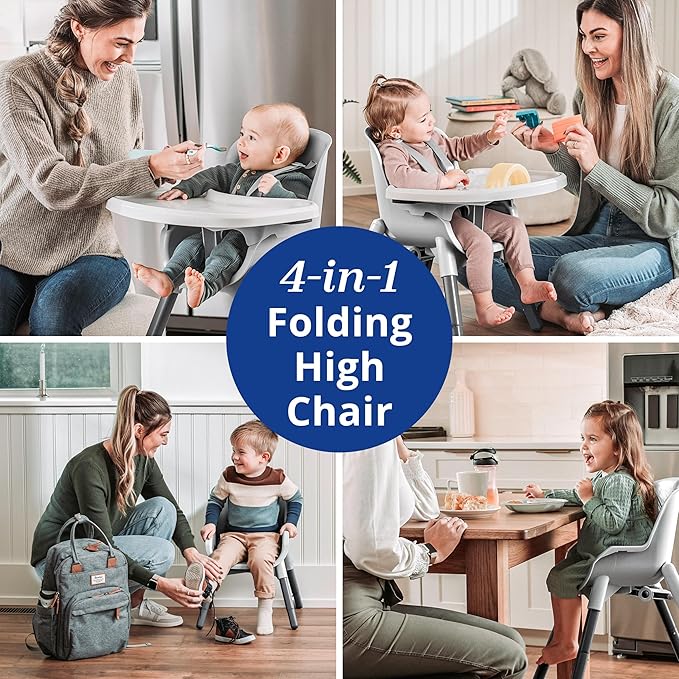 Chicco Zest 4-in-1 Folding High Chair, Feeding Chair, Toddler Chair and Youth Stool, Multi-Use Easy Clean High Chair | Seasalt/Grey