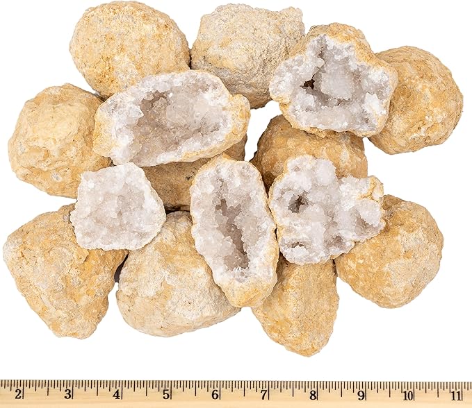 Break Your Own Geode Kit – 10 Natural Geodes 2.75 to 3.5 Inch Crack-Open Experience + Easy to Open + Tools + Geologist Guide – Less Effort for Easy Reveal – STEM Activity + Collectable Gems - Large