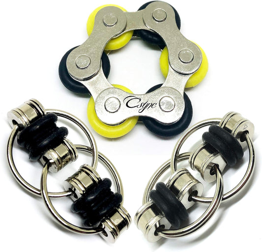 Fidget Toys Roller Chain - Stress Relief Perfect for ADHD, ADD, Anxiety in Classroom, Office, School, Work for Students, Teens, Adults Stocking Stuffers Gifts (3 Piece) (Black)