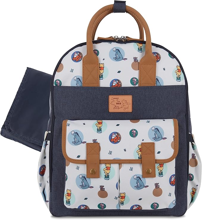 Disney Cudlie Baby Boys Double Handle Backpack Diaper Bag in Mickey Mouse Print, 16 Inch, Includes Changing Pad