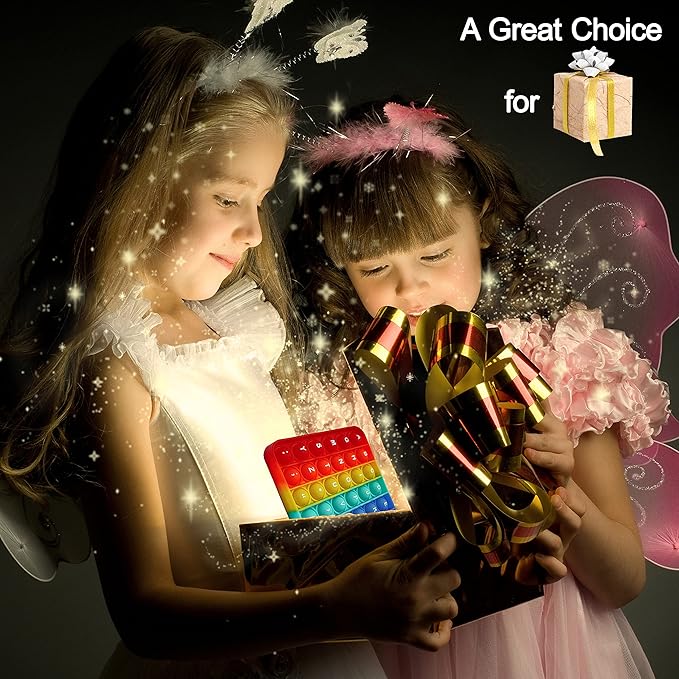 Alphabet Pop Fidget Toy Letters ABC Numbers Learning and Educational Toys Square Sensory Toys Popper Games Gifts for Kids ADHD Autism 4 Packs Double Side(2 Alphabet Numbers and 2 Uppercase Lowercase)