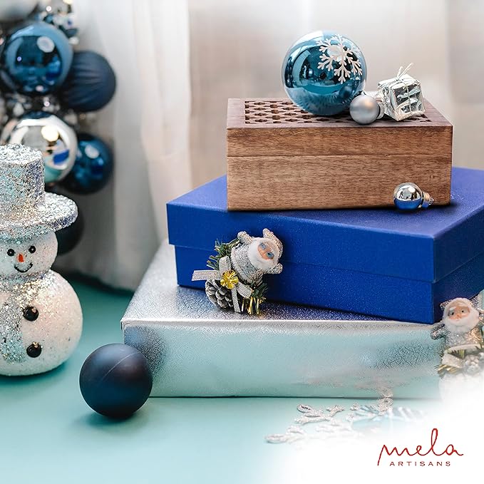 Mela Artisans Wooden Keepsake Box | Medium Polish Mango Wood Memory & Photo Storage Box with Hinged Lid | Decorative Storage Box | Large | 9x6x3.5 Inch