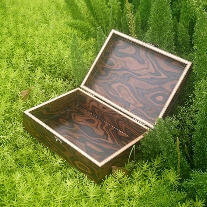 Handmade Walnut Burl Texture Keepsake Box: Elegant Decorative Storage Gift Wooden Box for Weddings, Engagements, Anniversaries, & Christmas Presents (25 * 18cm)
