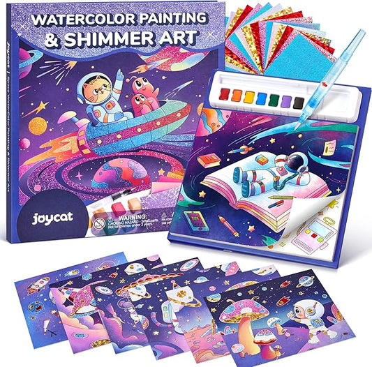 JoyCat Paint with Water Coloring Books, Art & Craft Activity, No Mess Art for Kids Ages 4-8, Craft Kits & Supplies, DIY Creative Activity, Presents for Girls & Boys (Space)