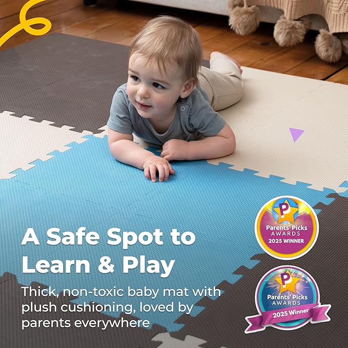 MioTetto Baby Play Mat, Soft Foam Floor Tiles for Kids. Adjustable Interlocking Foam Tiles, Fits with 74x74 Playpen Baby mat for Crawling & Development, Safe & Non-Toxic Playmat for Babies 6-12 Months