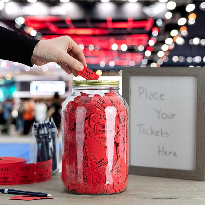 Mason Large Coin Bank with Slotted Gold Lid - Holds Up to $3,000 in Quarters - 1 Gallon Glass Money Jar for Piggy Bank, Tips, Raffle Tickets & Donations - Made in USA