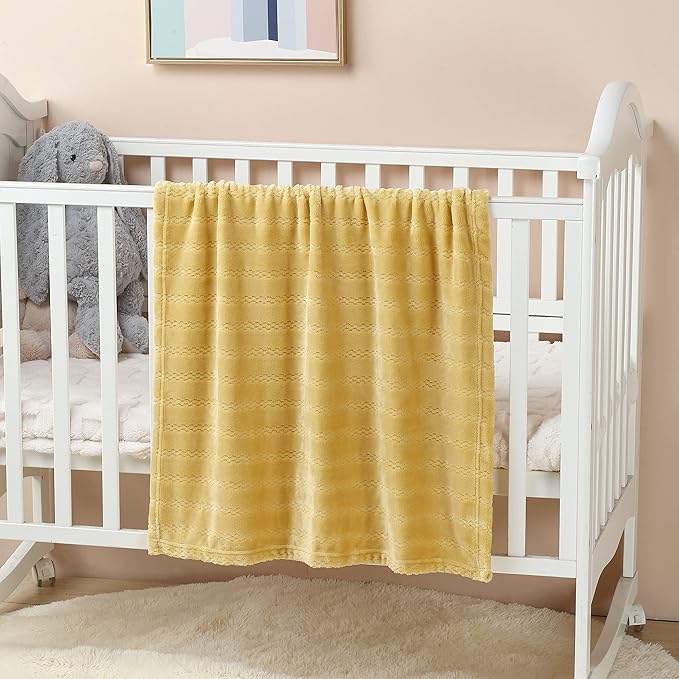 CREVENT 30''X40'' Soft Cozy Warm Baby Blankets for Boys Girls Solid Color - All Season Use - Newborn Essentials (Sunshine Yellow)