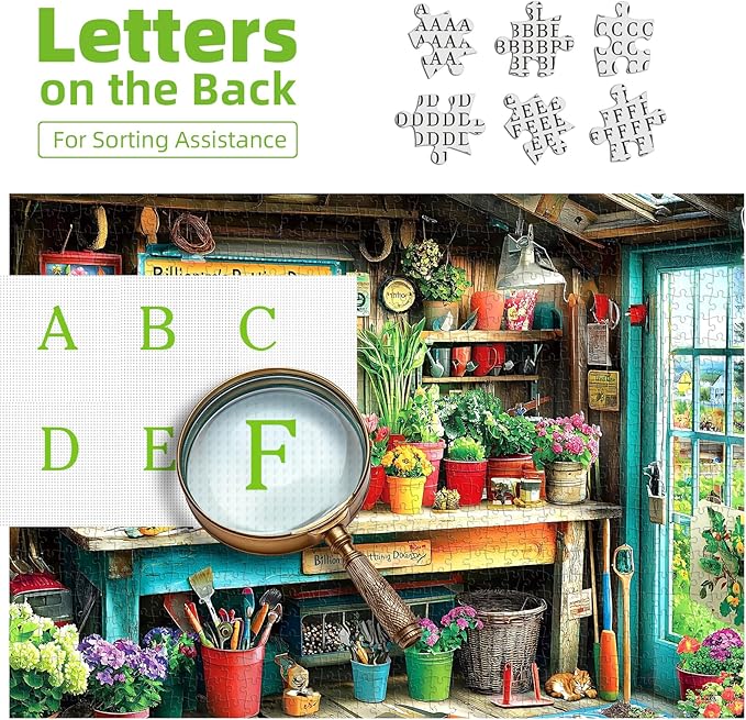 1000 Piece Jigsaw Puzzle for Adults - Billionaire's Potting Shed Garden with Colorful Plants & Tools, 27.5x19.7 Inches Unique Challenging Adult Puzzle for Relaxation & Home Decor
