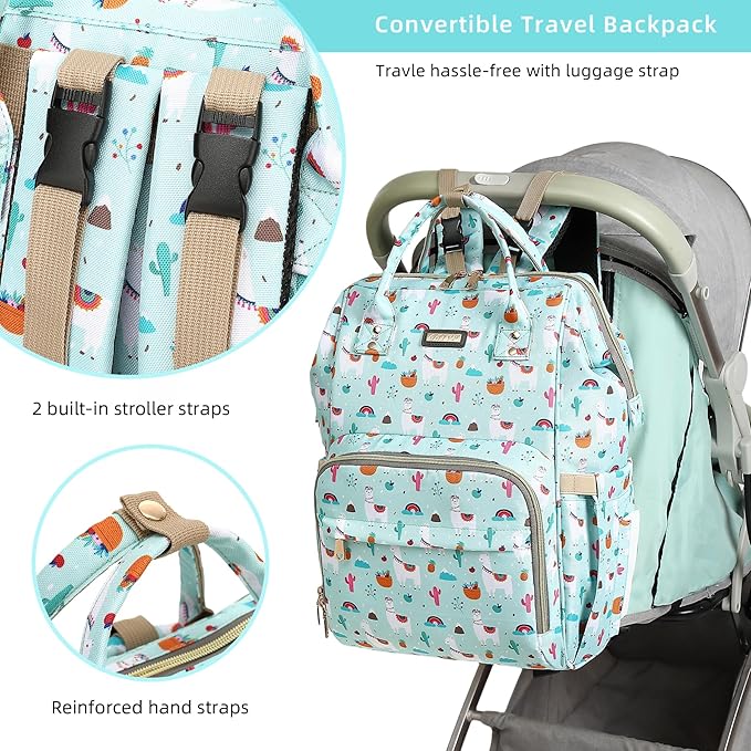 Diaper Bag Backpack, Diaper Bags for Baby Girls Boys, Baby Bags for Moms Dads, Nappy Changing Bag with Insulated Pockets,Multi-functional Waterproof Backpack with Stroller straps-Green