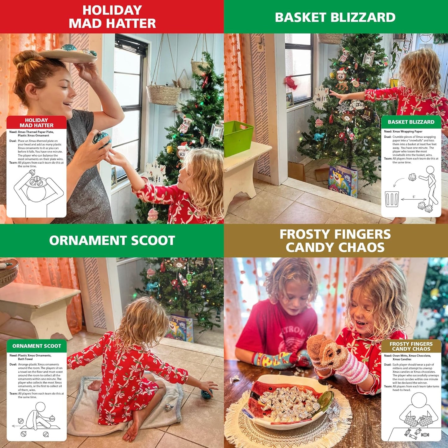 Funwares Minute of Fun Game - Minute to Win It Games for Kids, Adults, Teens, Families, Game Night, Gift for Home, Birthdays, or Travel. 2-12 Players! Xmas Edition - 218 Challenges